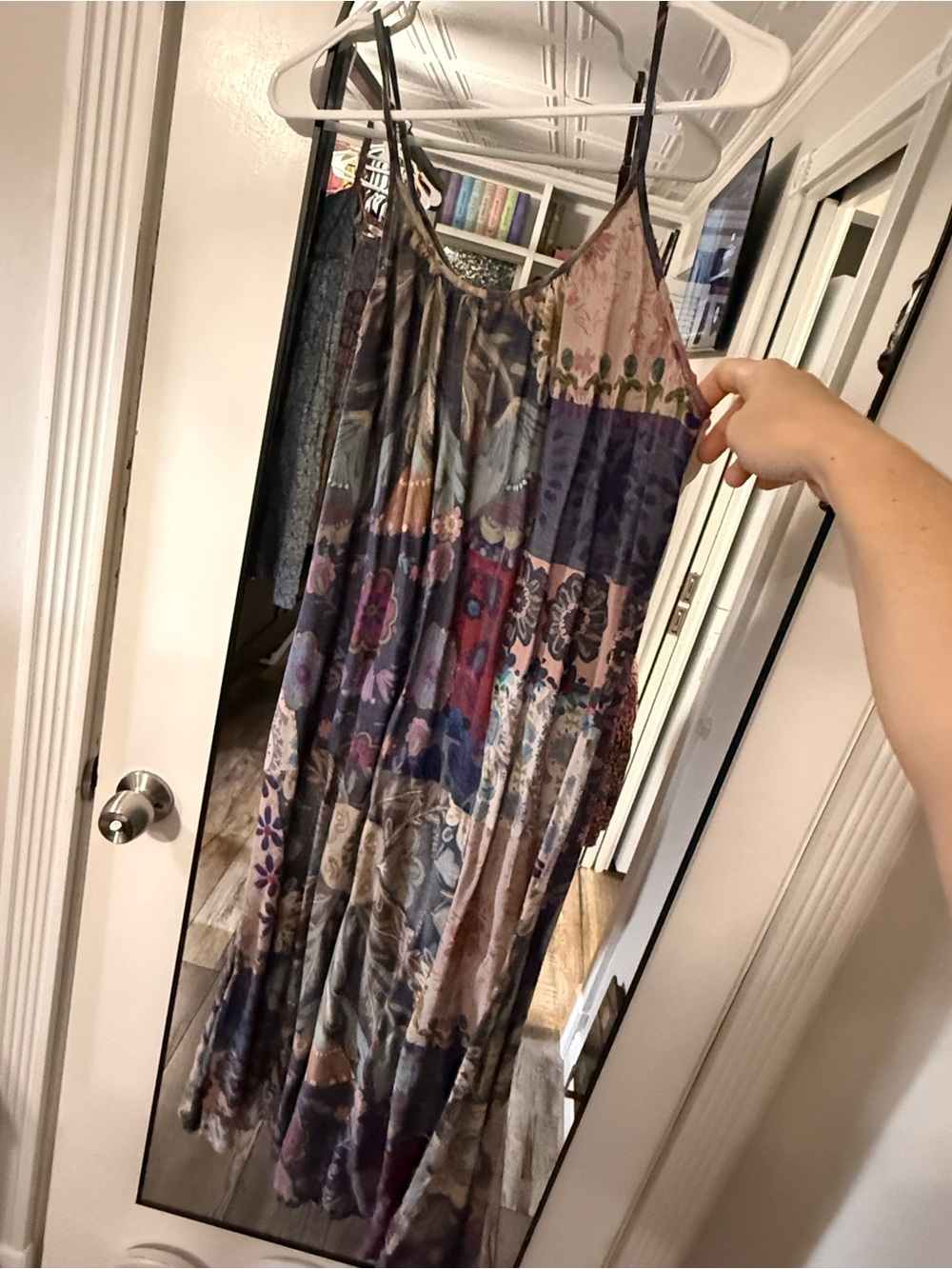 NATURAL LIFE Patchwork Maxi Dress in Purple, Blue and Brown Tones